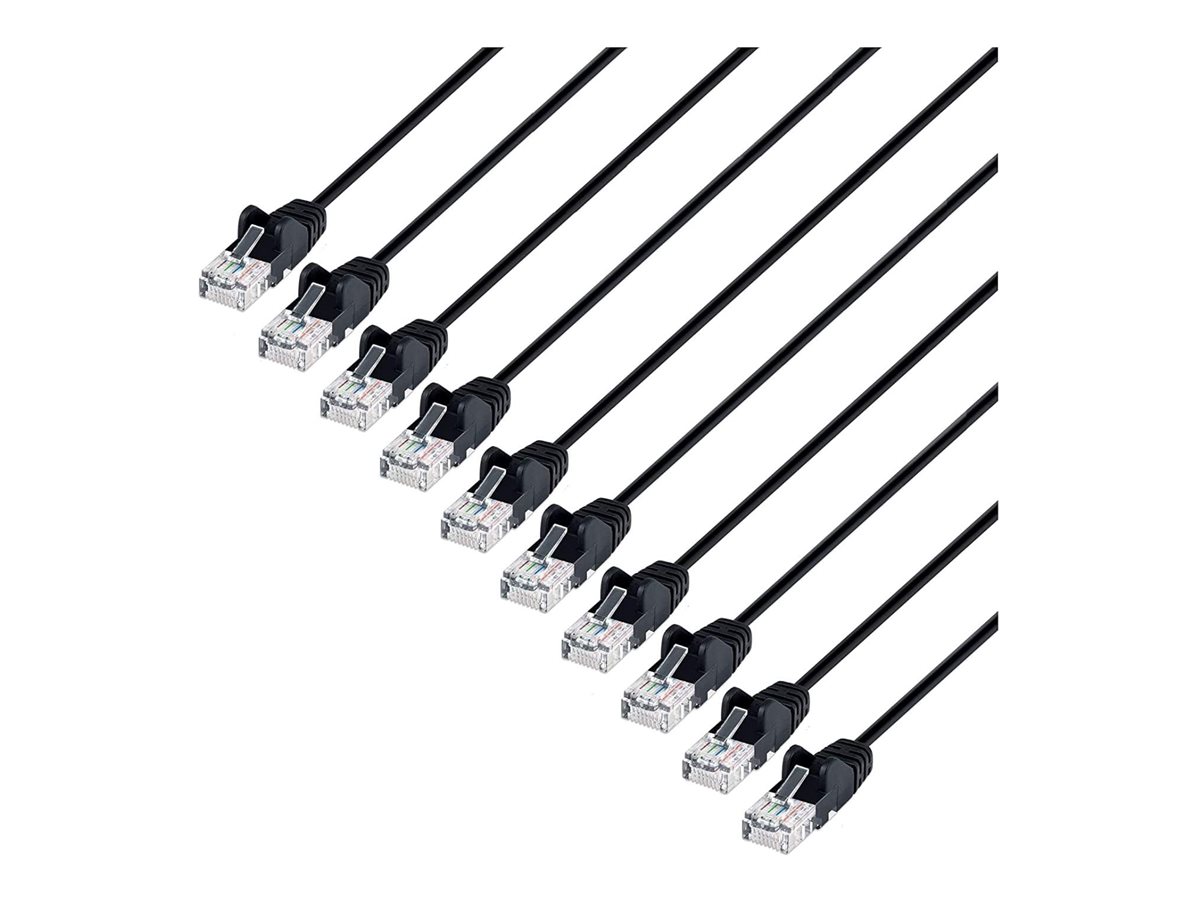 CAT6 U/UTP SLIM NETWORK PATCH CABLE, 3 FT., BLACK, 10-PACK