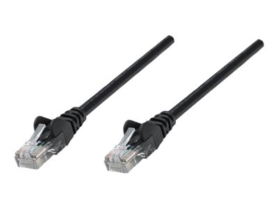 Intellinet Network Patch Cable, Cat5e, 0.5m, Black, CCA, U/UTP, PVC, RJ45, Gold Plated Contacts, Snagless, Booted, Polybag