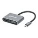 Manhattan USB-C Dock/Hub, Ports (x4):  HDMI, USB-A, USB-C and VGA, With Power Delivery (87W) to USB-C Port (Note add USB-C wall charger and USB-C cable needed), All Ports can be used at the same time, Aluminium, Space Grey, Three Year Warranty, Retail Box
