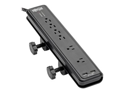 Eaton Tripp Lite Series Safe-IT 6-Outlet Surge Protector, 2 USB Charging Ports, 8 ft. Cord, 5-15P Plug, 2100 Joules, Antimicrobial, Black