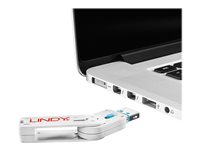 Clé USB et 4 bloqueurs de ports USB, Bleu
