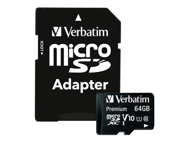 Verbatim Premium - Flash memory card (SD adapter included) - 64 GB - Class 10 