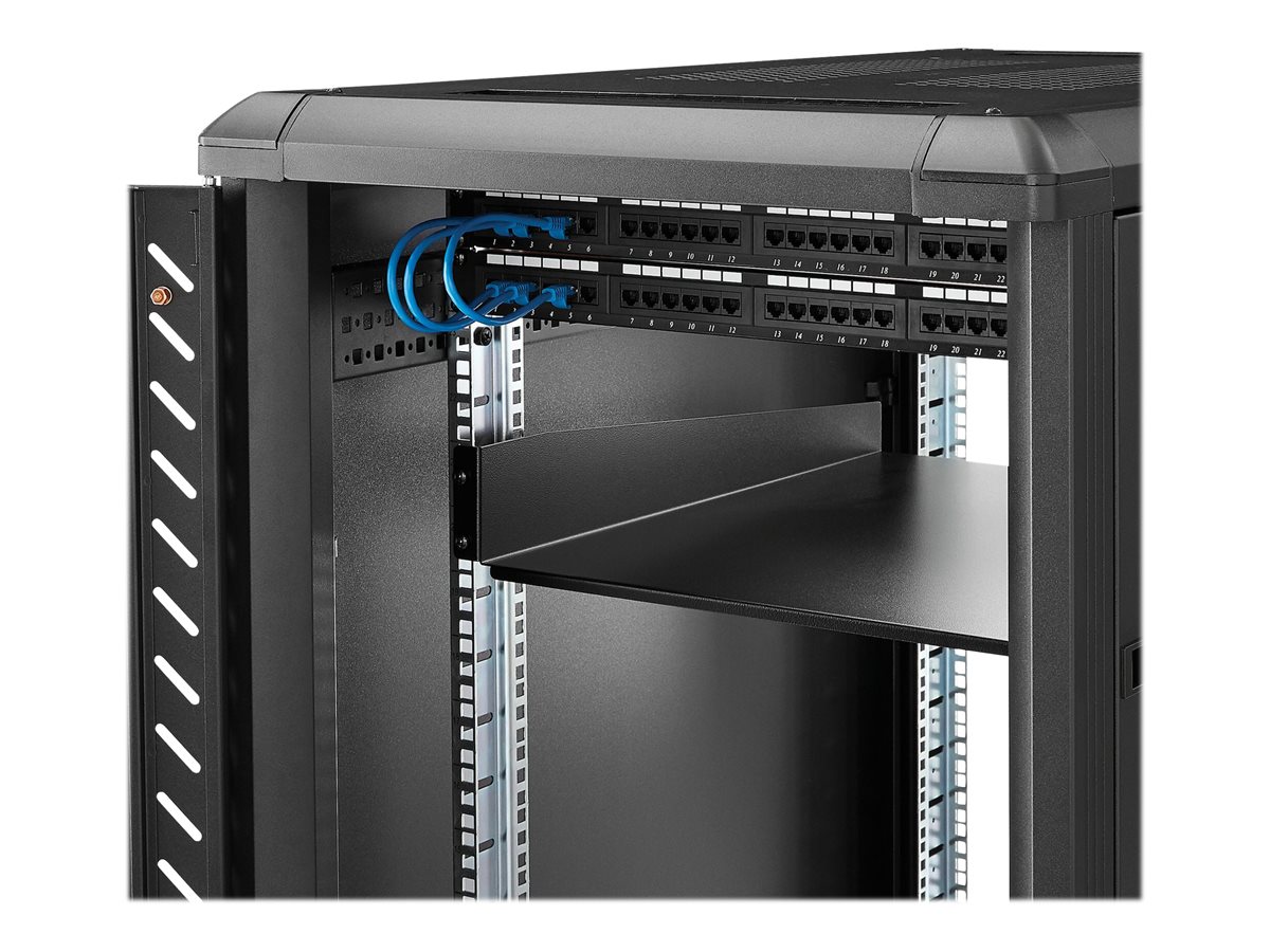 StarTech.com 2U Fixed Server Rack Mount Shelf, 22in Deep Steel Universal Cantilever Tray for 19" AV/Data/Network Equipment Rack with Cage Nuts & Screws, 50lbs Weight Capacity, 22" Deep - 2U Network Rack Shelf (CABSHELF22) - police skříně - 2U – foto 3