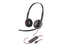 Poly Blackwire C3220 - Blackwire 3200 Series - headset - on-ear - wired - active noise canceling - USB-C - black - Certified for Skype for Business, Avaya Certified, Cisco Jabber Certified (pack of 50)