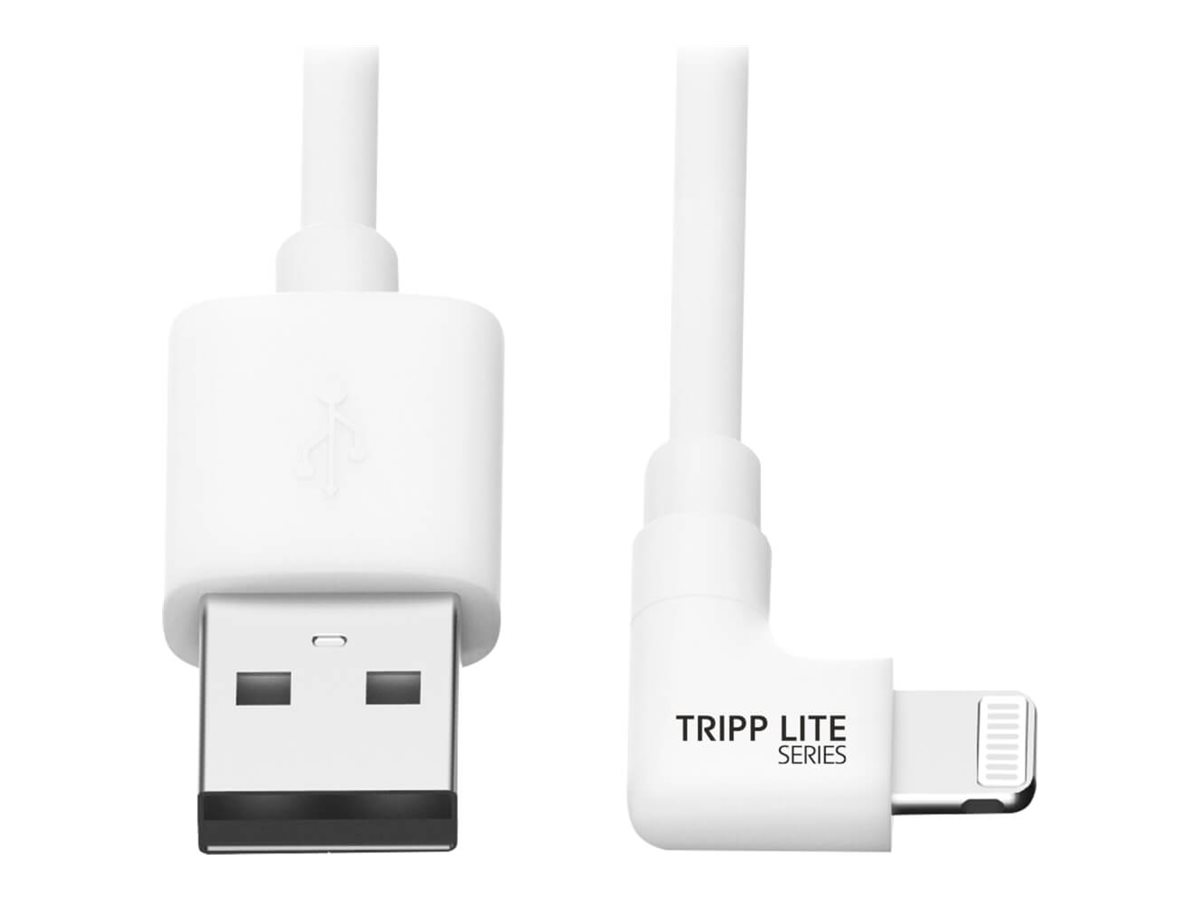 Tripp Lite Lightning to USB Sync Charge Cable Right-Angle iPhone iPad White 3ft