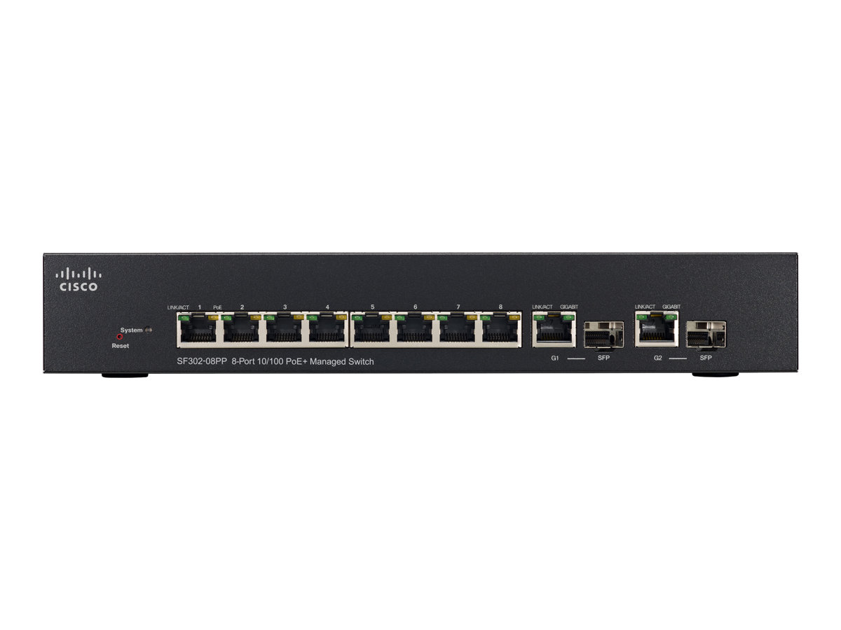 Cisco Small Business SF302-08PP - přepínač - 8 porty - řízený - Lze montovat do rozvaděče – foto 2