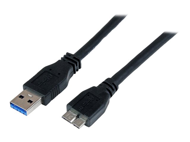 Image of StarTech.com 1m 3 ft Certified SuperSpeed USB 3.0 A to Micro B Cable Cord - USB 3 Micro B Cable - 1x USB A (M), 1x USB Micro B (M) - Black (USB3CAUB1M) - USB cable - Micro-USB Type B to USB Type A - 1 m