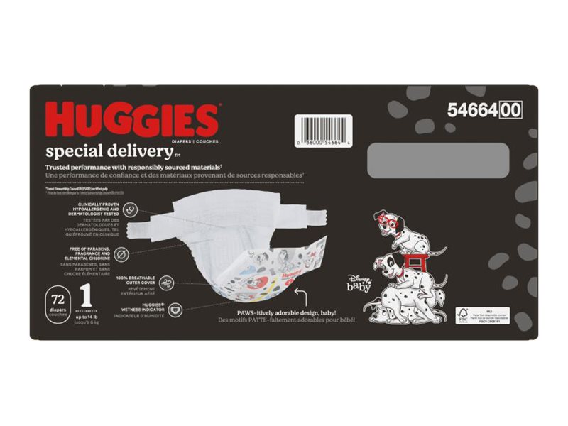 Huggies Special Delivery Hypoallergenic Baby Diapers, Size 1, 72