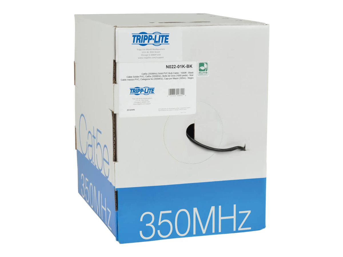 Tripp Lite 1000ft Cat5 / Cat5e Bulk Cable Solid CMR PVC 350MHz Black 1000'