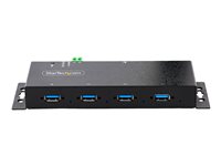 StarTech.com 4-Port Industrial USB 3.0 5Gbps Hub, Rugged USB Hub w/15kV Air/8kV Contact ESD and Surge Protection, DIN/Wall/Desk Mountable USB-A Hub, USB Expansion Hub with Locking Ports - Metal Construction (5G4AINDNP-USB-A-HUB) Sort