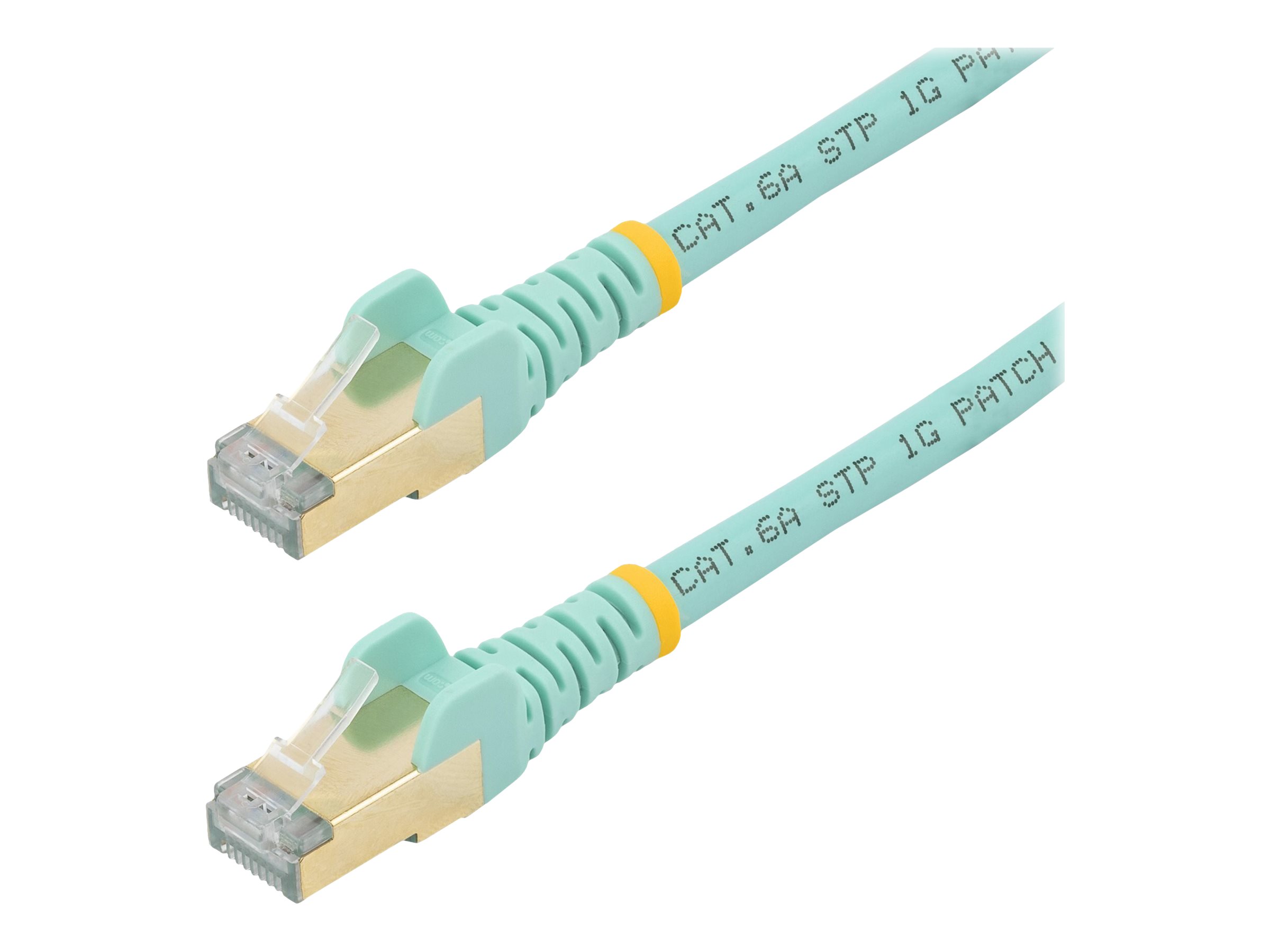 Startech 35ft CAT6A Ethernet Cable, 10 Gigabit Shielded Snagless RJ45 100W PoE Patch Cord, CAT 6A 10GbE STP Network Cable w/Strain Relief, Aqua, UL Certified Wiring/TIA