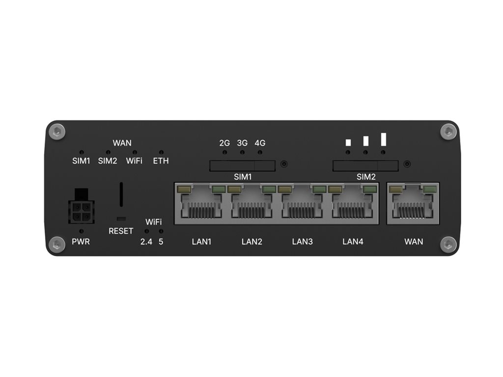 Teltonika RUTC40 wireless router WWAN Wi-Fi 6 3G 4G 2G DIN rail mountable Product shot Left side 77400