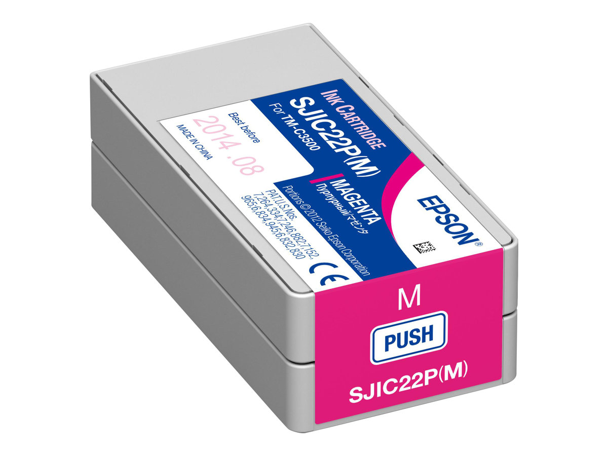 Epson SJIC22P(M) magenta original ink Product shot Right-angle 79850