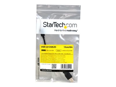 STARTECH 15cm Micro USB-Kabel - USB A - USBAUB15CMBK