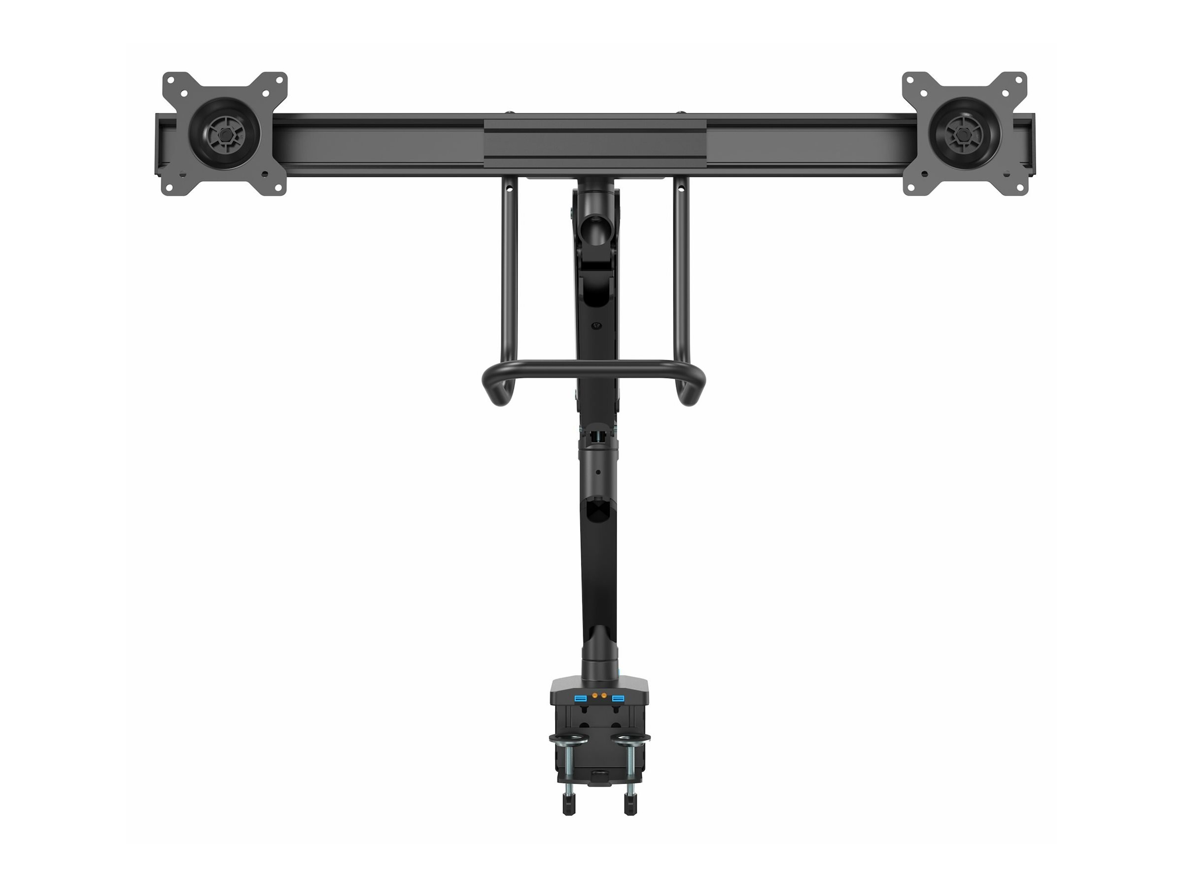 Startech Desk Mount Dual Monitor Arm with USB & Audio, Slim Full Motion Adjustable Dual Monitor VESA Mount for 32" Displays (8kg/screen), Ergonomic Articulating, Desk Clamp or Grommet