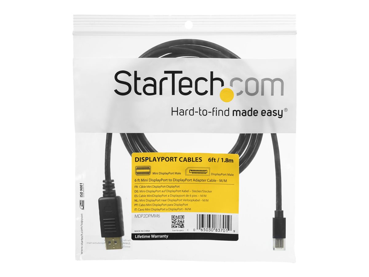 StarTech.com 6ft (2m) Mini DisplayPort to DisplayPort 1.2 Cable, 4K x 2K UHD Mini DisplayPort to DisplayPort Adapter Cable, Mini DP to DP Cable for Monitor, mDP to DP Converter Cord - Latching DP Connector - kabel DisplayPort - 1.8 m – foto 4