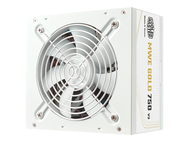 Cooler Master MWE Gold V3 750 White Edition power supply 750 Product shot Right-angle 79550