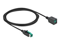 DeLOCK 8 pin USB PlusPower (12 V) (male) - 8 pin USB PlusPower (12 V) (female) Sort 2m PoweredUSB extension cable