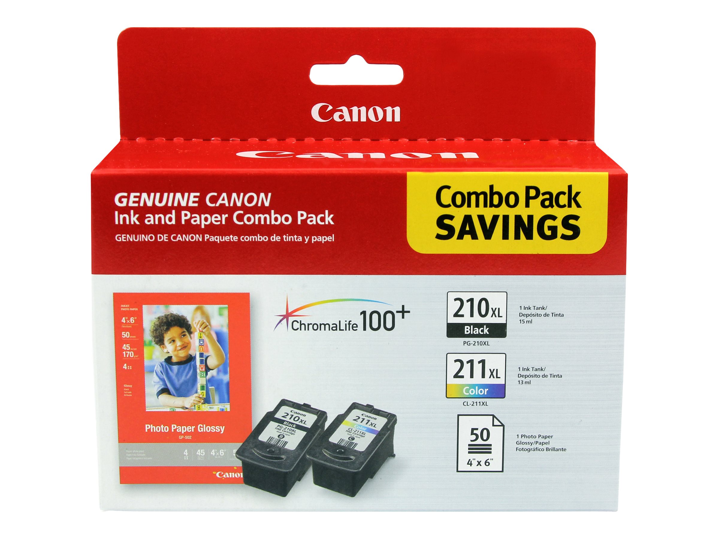 Canon PG-210 XL/CL-211 XL Combo Pack with Photo Paper Glossy