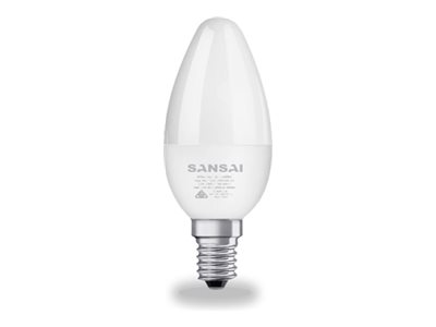 Sansai LED light bulb shape: C37 E14 5 W warm white light 3000 Product shot Front 79200