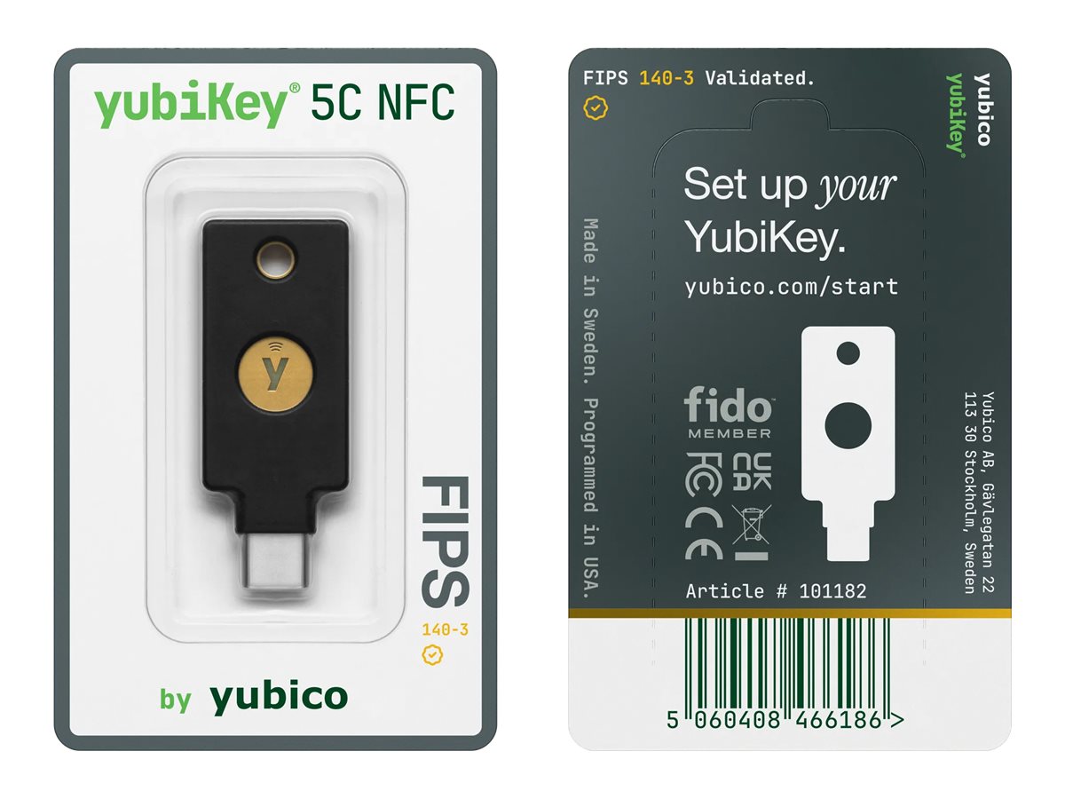 Yubico YubiKey 5C NFC FIPS USB security Package view Multi-angle 62970