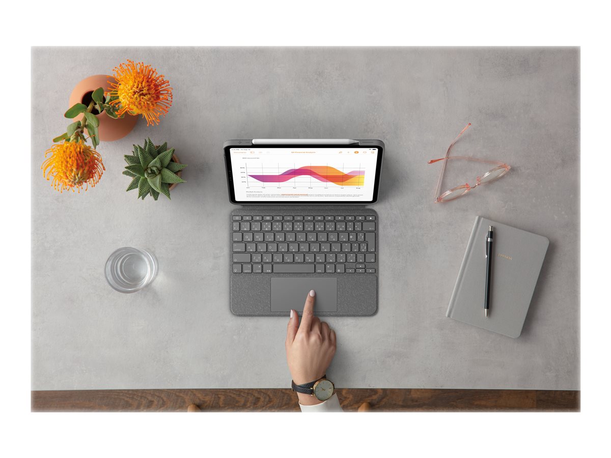 Logitech Combo Touch - klávesnice a pouzdro - s trackpad - QWERTY - španělská - oxfordská šedá Vstupní zařízení – foto 12