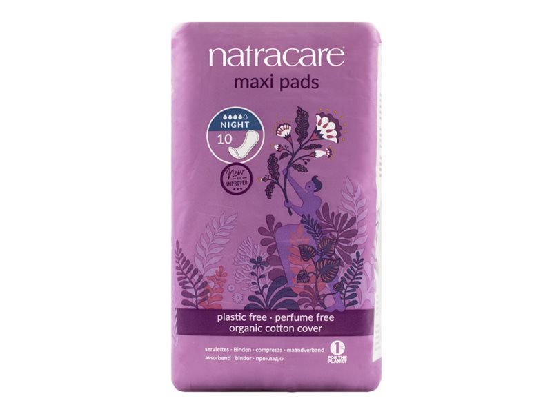 Natracare Organic Cotton Maxi Pads - Night Time - 10's