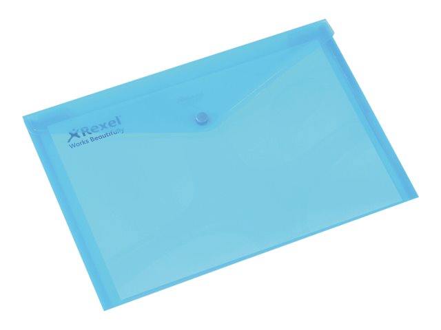 Rexel Popper Document Wallet For A4 Capacity 150 Sheets Transparent Blue Pack Of 5