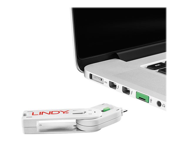 Clé USB et 4 bloqueurs de ports USB, Vert