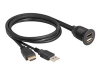 DeLOCK HDMI / USB extension cable 1m Sort