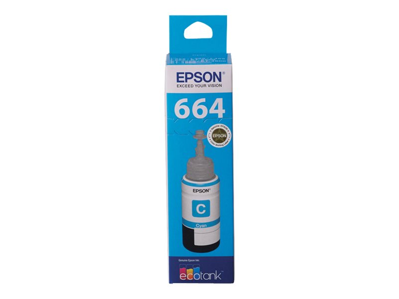 Epson EcoTank T664 cyan original ink Package view Front 79525