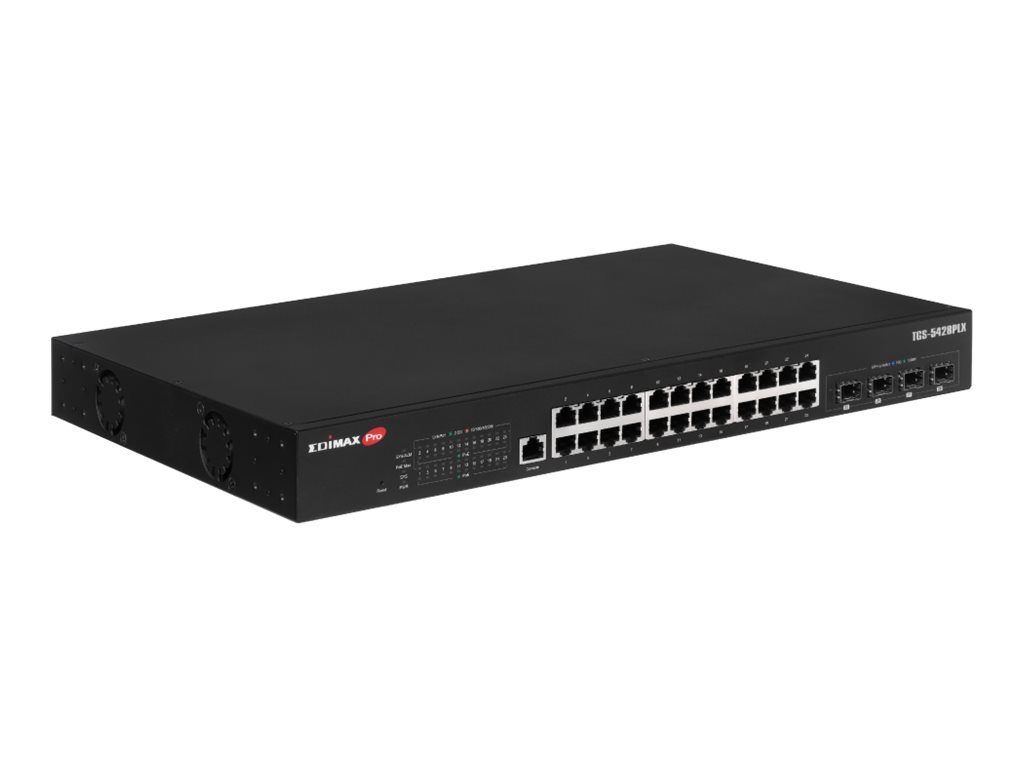 Edimax Pro TGS-5428PLX switch surveillance vlan L2 28 ports Product shot Left-angle 79600