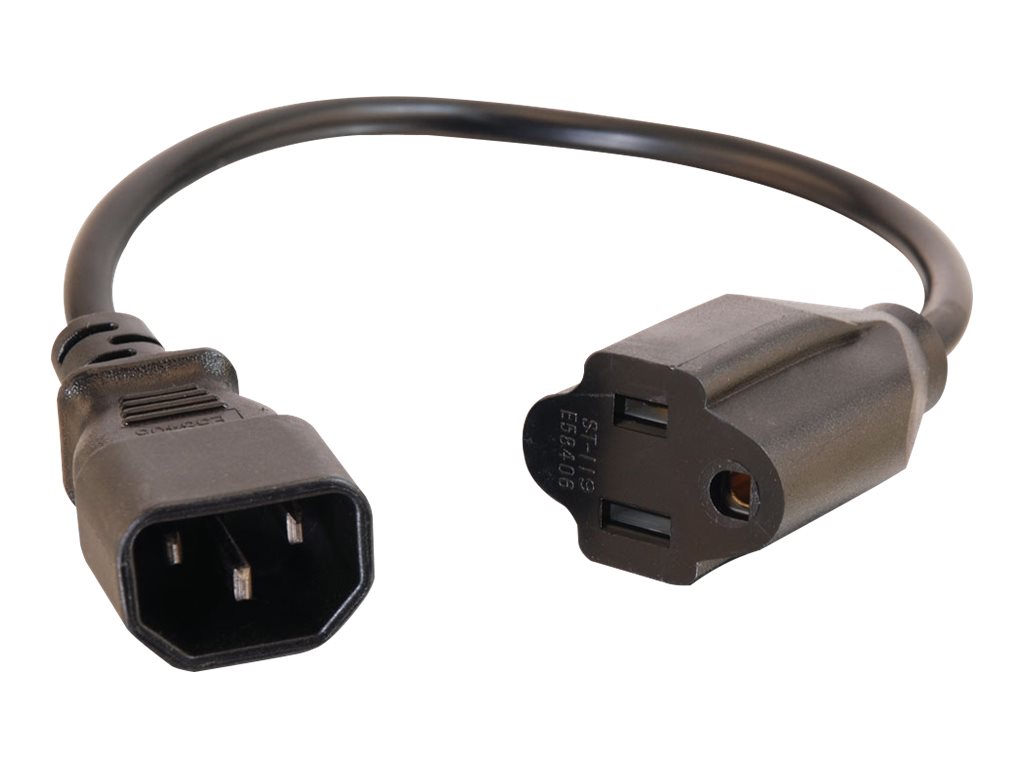 C2G 2ft 16 AWG Monitor Power Adapter Cord (IEC320C14 to NEMA 5-15R) TAA