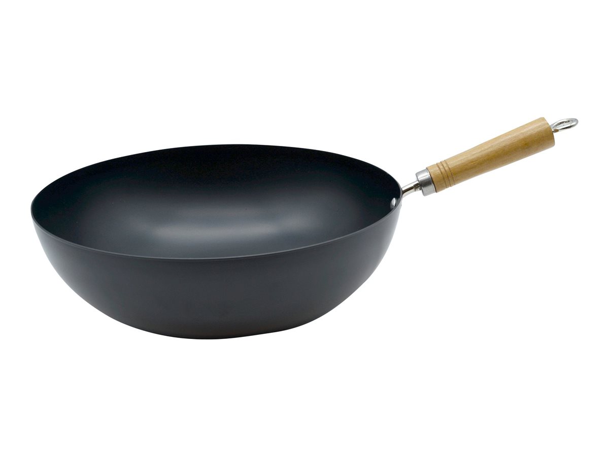 Starfrit Non-Stick Wok with Wooden Handle - 32cm(14-inch)- Durable Cast Iron