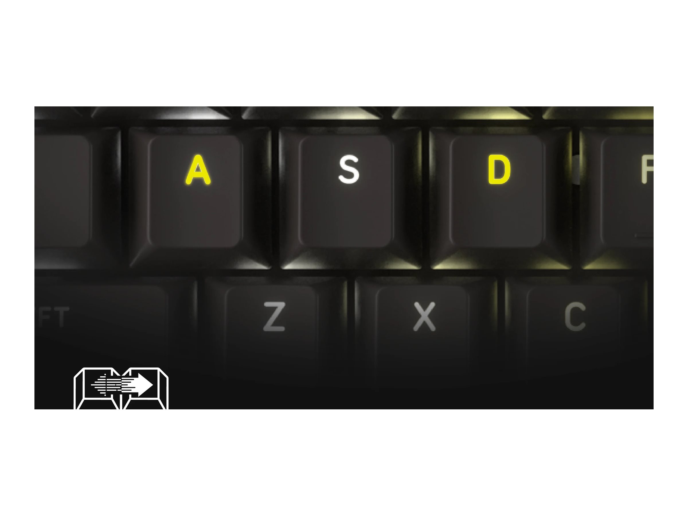 CORSAIR VANGUARD 96 keyboard 96% compact QWERTY US black Input Usage / lifestyle Close-up 72142