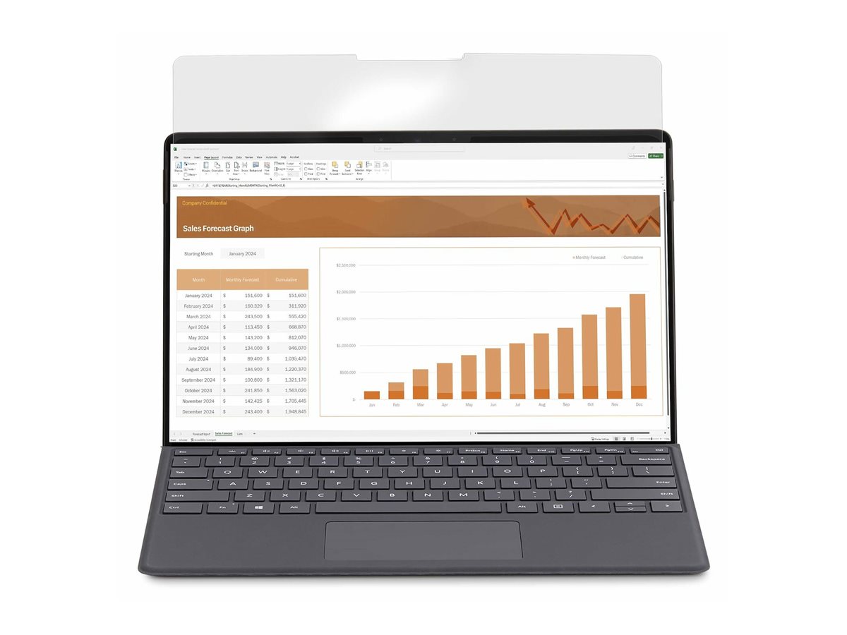 Startech 4-Way 12.4in Surface Laptop Go 1/2/3 Privacy Screen Filter Portrait/Landscape Product shot Front 79800