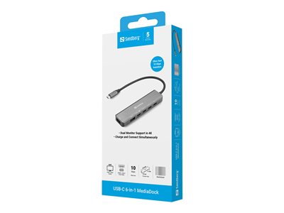 SANDBERG USB-C 6-in-1mediaDock