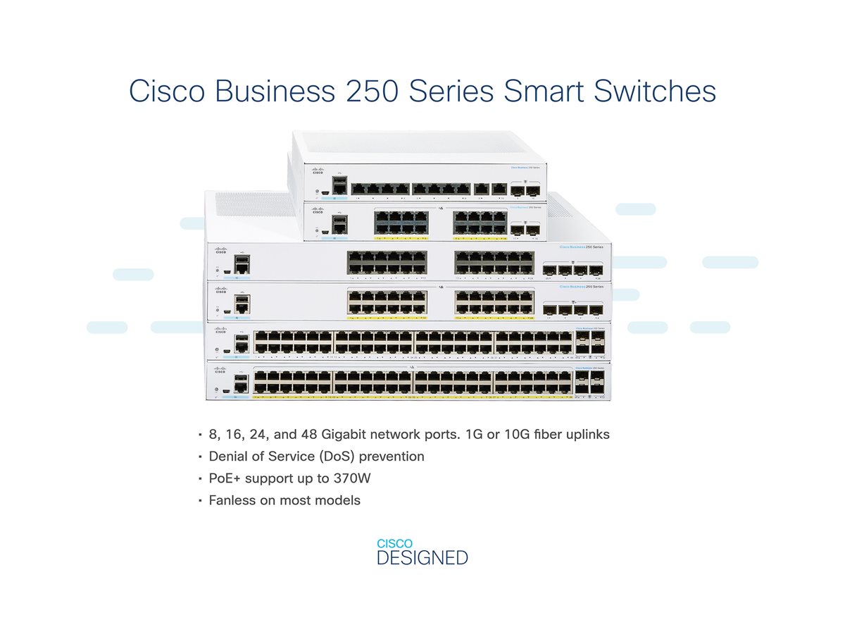 Cisco Business 250 Series CBS250-48P-4X - přepínač - 48 porty - inteligentní - Lze montovat do rozvaděče – foto 3