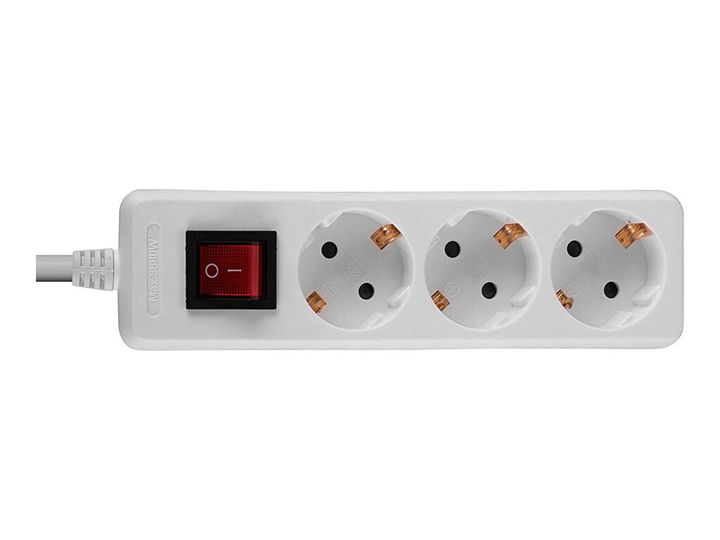 Multiprise 3 prises Schuko avec interrupteur, blanc