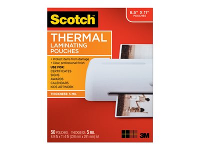 Scotch 50-pack clear 8.9 in x 11.5 in lamination pouches