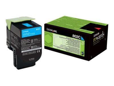 Image of Lexmark 802C - cyan - original - toner cartridge - LCCP, LRP