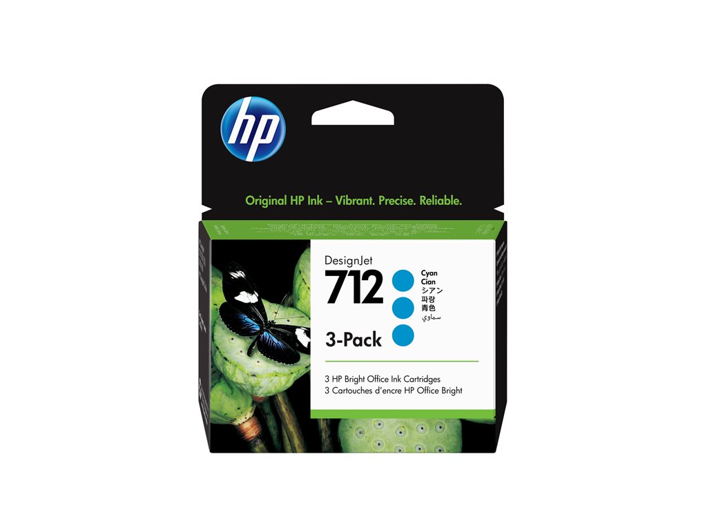 HP 712 3-Pack 29-ml Cyan DesignJet Ink