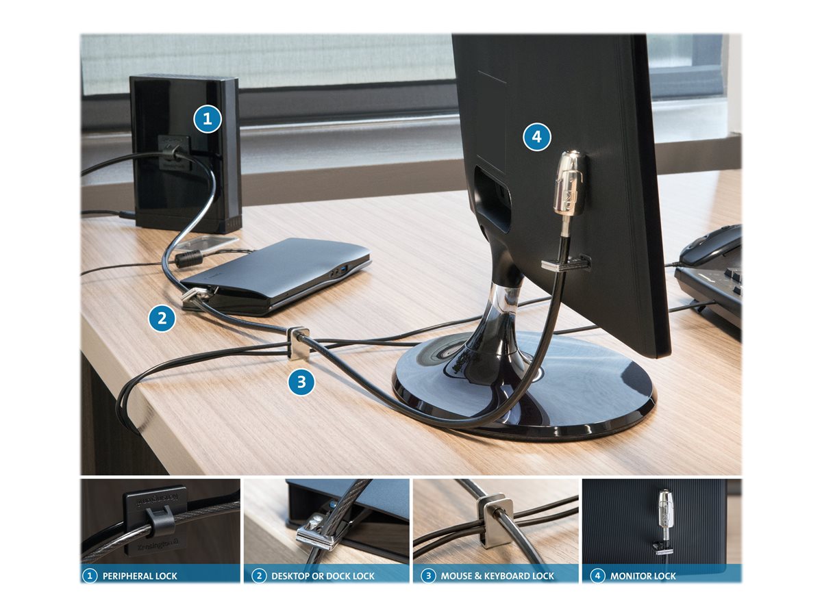 Kensington Desktop and Peripherals Standard Keyed Locking Kit 2.0 - bezpečnostní kabelový zámek – foto 5