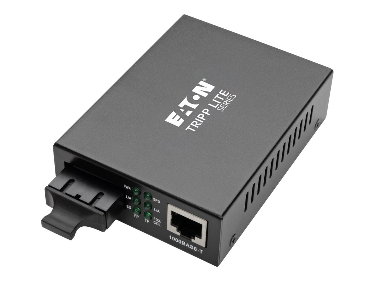 Eaton Tripp Lite Series Gigabit Multimode Fiber to Ethernet Media Converter, 10/100/1000 SC, International Power Supply, 1310 nm, 2,000 m (6,561 ft.)