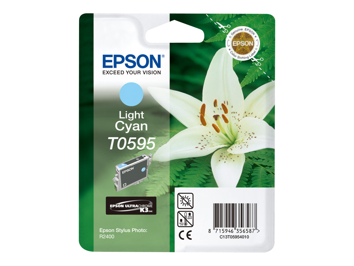 Epson T0595 light cyan original ink Package view Back 78876