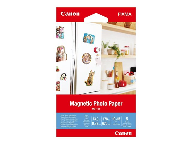 Canon Magnetic Photo Paper Mg 101 Magnetic Photo Paper Glossy 5 Sheets 100 X 150 Mm 670 G M²