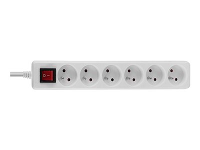 Multiprise 6 prises FR avec interrupteur, blanc 1.4m