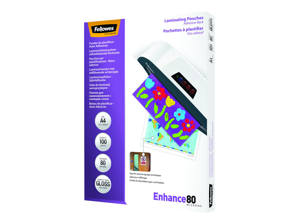 FELLOWES POCHETTES A4 - DOS ADHESIF - 80