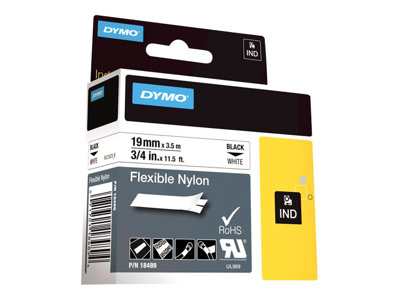 DYMO IND - Nylon - adhesive - black on white 