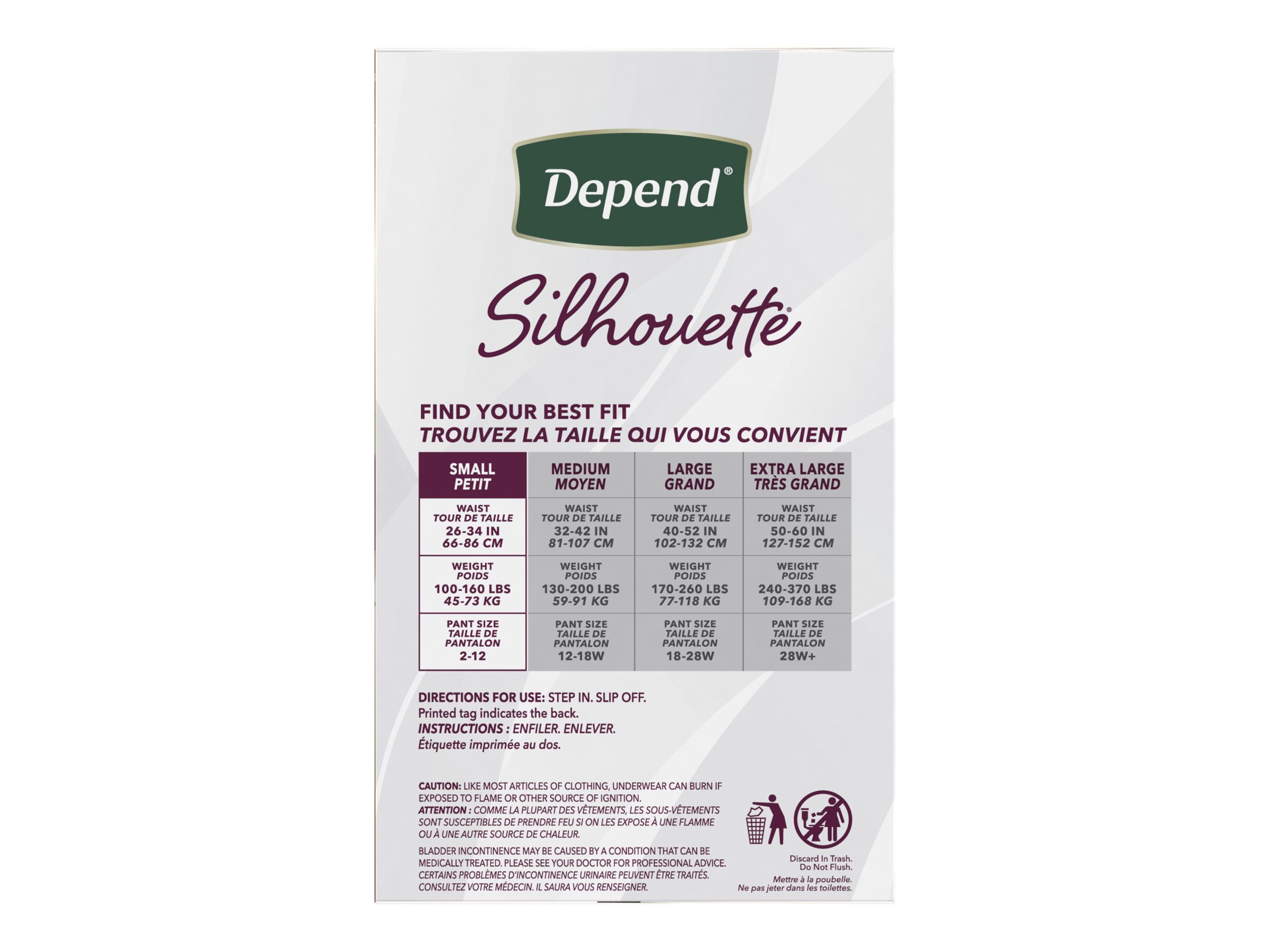 Depend Silhouette Adult Incontinence Underwear for Women, Maximum  Absorbency, Small, Pink, 60 Count (2 packs of 30)